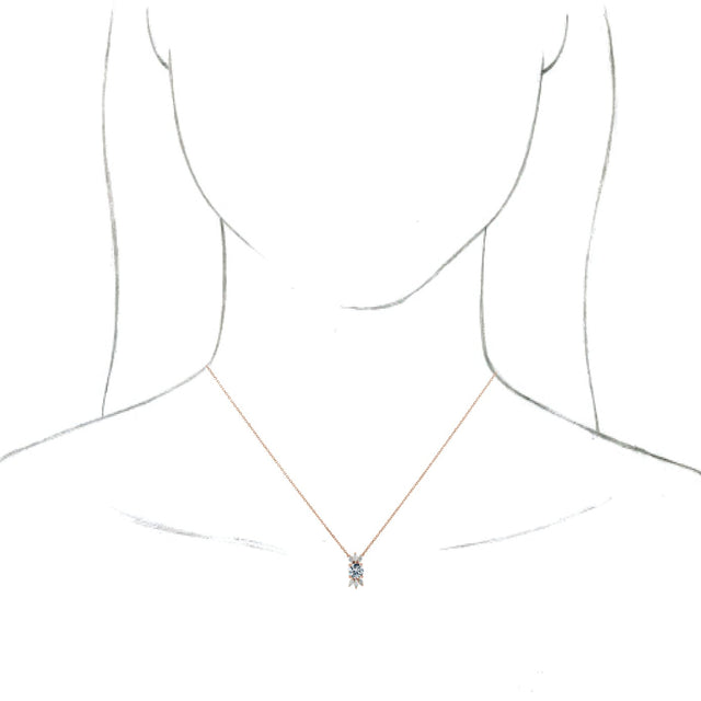 14K Gold Round Natural White Sapphire & Natural Diamond Accented Necklace or Pendant - Rose Gold - view 3