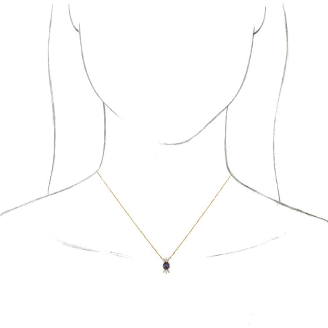 14K Gold Round Lab-Grown Alexandrite & Natural Diamond Accented Necklace or Pendant - Yellow Gold - view 3