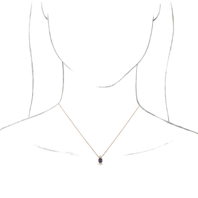 14K Gold Round Lab-Grown Alexandrite & Natural Diamond Accented Necklace or Pendant - Rose Gold - view 3