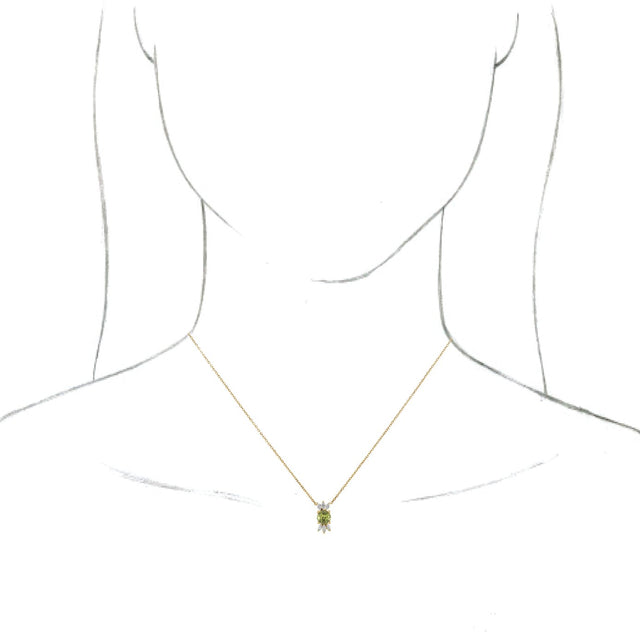 14K Gold Round Natural Peridot & Natural Diamond Accented Necklace or Pendant - Yellow Gold - view 3
