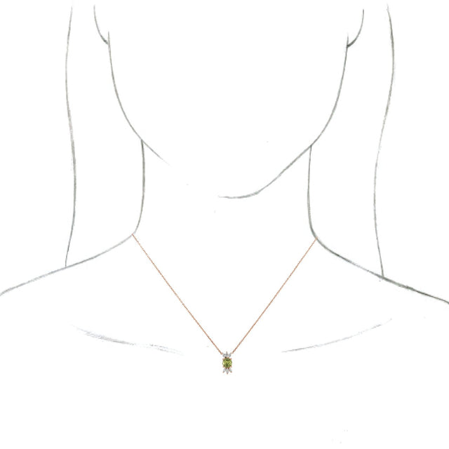 14K Gold Round Natural Peridot & Natural Diamond Accented Necklace or Pendant - Rose Gold - view 3
