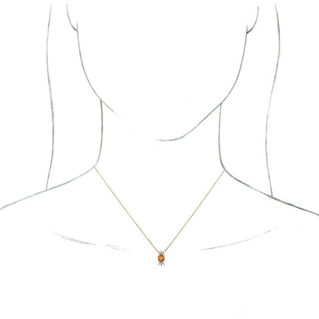 14K Gold Round Natural Citrine & Natural Diamond Accented Necklace or Pendant - Yellow Gold - view 3