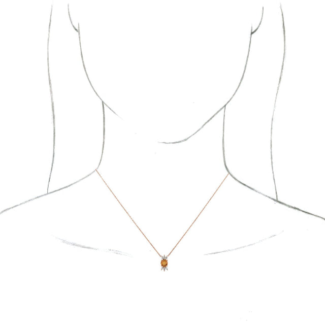 14K Gold Round Natural Citrine & Natural Diamond Accented Necklace or Pendant - Rose Gold - view 3