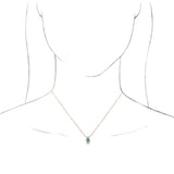 14K Gold Round Natural Blue Zircon & Natural Diamond Accented Necklace or Pendant - Rose Gold - view 3