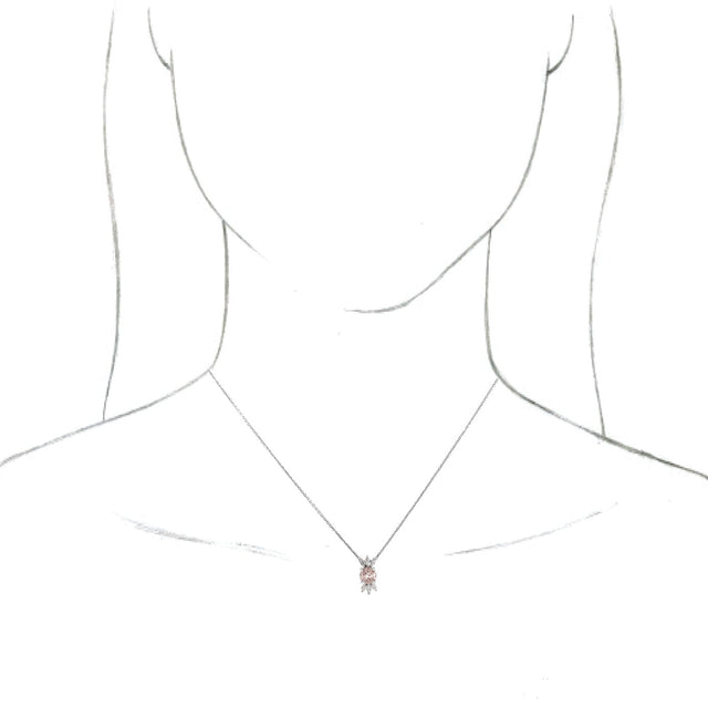 Platinum Round Natural Pink Morganite & Natural Diamond Accented Necklace or Pendant - view 3