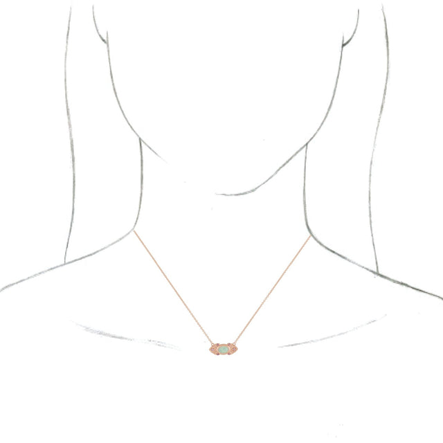 14K Gold Oval Natural Ethiopian Opal & Natural Pink Sapphire Vintage-Inspired Necklace – 7x5mm - Rose Gold - view 3