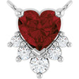 Platinum Natural Mozambique Garnet & Natural Diamond Accented Heart Necklace