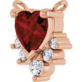 14K Gold Natural Mozambique Garnet & Natural Diamond Accented Heart Necklace - Rose Gold - view 2