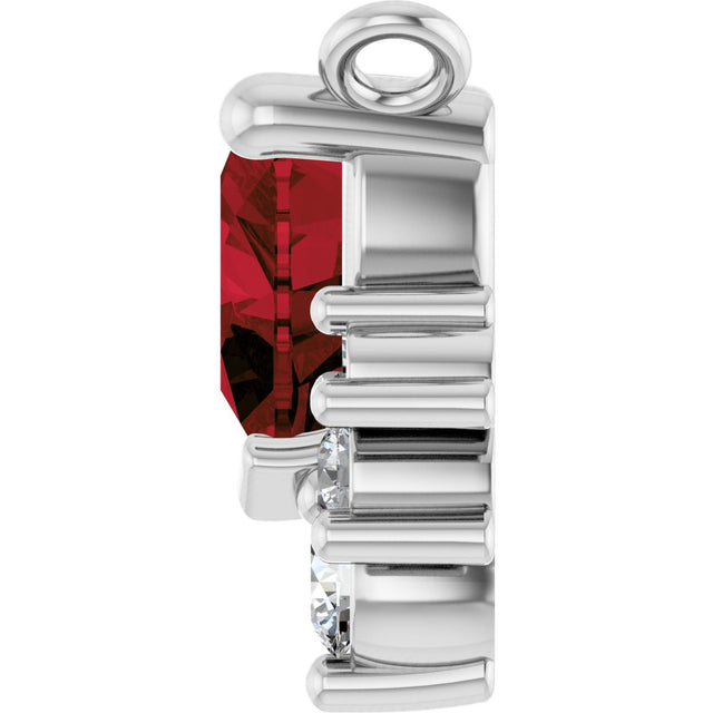 Platinum Natural Mozambique Garnet & Natural Diamond Accented Heart Necklace - view 3