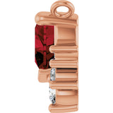 14K Gold Natural Mozambique Garnet & Natural Diamond Accented Heart Necklace - Rose Gold - view 3