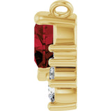 14K Gold Natural Mozambique Garnet & Natural Diamond Accented Heart Necklace - Yellow Gold - view 3