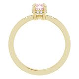 14K Gold Oval Natural Pink Morganite & Natural Diamond Accented French-Set Ring - Yellow Gold - view 2
