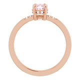 14K Gold Oval Natural Pink Morganite & Natural Diamond Accented French-Set Ring - Rose Gold - view 2