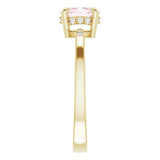 14K Gold Oval Natural Pink Morganite & Natural Diamond Accented French-Set Ring - Yellow Gold - view 4