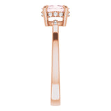 14K Gold Oval Natural Pink Morganite & Natural Diamond Accented French-Set Ring - Rose Gold - view 4