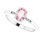 14K Gold Oval Natural Pink Morganite & Natural Diamond Accented French-Set Ring - White Gold - view 5