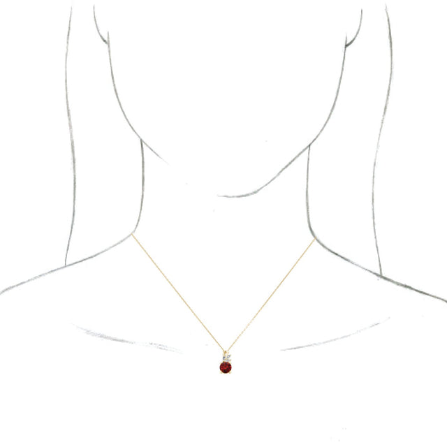 14K Gold Round Lab-Grown Ruby & Natural Diamond Accented Floral Necklace or Pendant - Yellow Gold - view 3