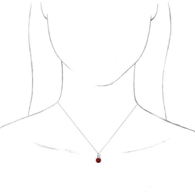 14K Gold Round Lab-Grown Ruby & Natural Diamond Accented Floral Necklace or Pendant - White Gold - view 3