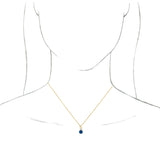 14K Gold Round Lab-Grown Blue Sapphire & Natural Diamond Accented Floral Necklace or Pendant - Yellow Gold - view 3