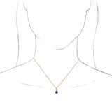 14K Gold Round Lab-Grown Blue Sapphire & Natural Diamond Accented Floral Necklace or Pendant - Rose Gold - view 3