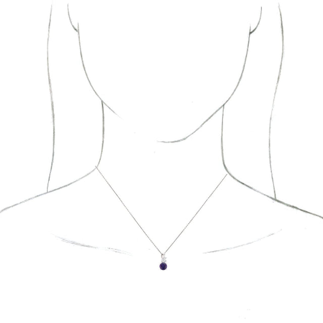 Platinum Round Natural Amethyst & Natural Diamond Accented Floral Necklace or Pendant - view 3