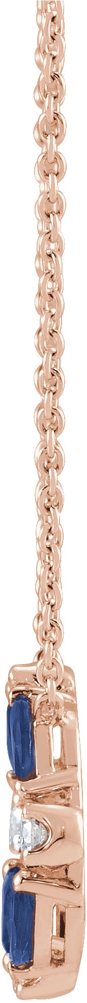 14K Gold Marquise Natural Blue Sapphire & Natural Diamond Accented Circle Necklace - Rose Gold - view 2