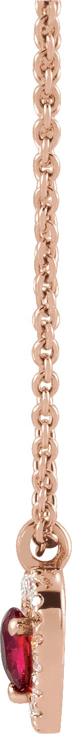 14K Gold Round Natural Ruby & Natural Diamond Accented Heart Necklace - Rose Gold - view 2