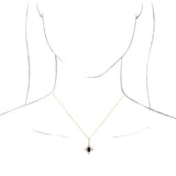 14K Gold Emerald Natural Blue Sapphire & Natural Diamond Halo-Style Necklace or Pendant - White Gold - view 3