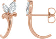 14K Gold Marquise Natural White Sapphire Floral J-Hoop Earrings - Rose Gold