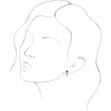 14K Gold Marquise Natural Blue Sapphire Floral J-Hoop Earrings - Rose Gold - view 2
