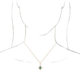 14K Gold Emerald Natural Emerald & Natural Diamond Halo-Style Necklace or Pendant – 1/3 CTW - Rose Gold - view 3
