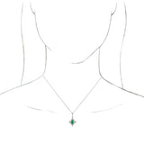 14K Gold Emerald Natural Emerald & Natural Diamond Halo-Style Necklace or Pendant – 1/3 CTW - White Gold - view 3