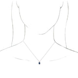 14K Gold Round Lab-Grown Blue Sapphire & Natural Diamond Accented Necklace or Pendant – 1/6 CTW - White Gold - view 3