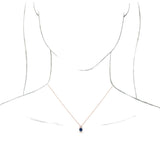 14K Gold Round Natural Blue Sapphire & Natural Diamond Accented Necklace or Pendant – 1/6 CTW - Rose Gold - view 3
