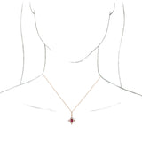 14K Gold Emerald Natural Ruby & Natural Diamond Halo-Style Necklace or Pendant - Rose Gold - view 3