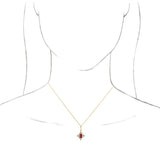 14K Gold Emerald Natural Ruby & Natural Diamond Halo-Style Necklace or Pendant - Yellow Gold - view 3