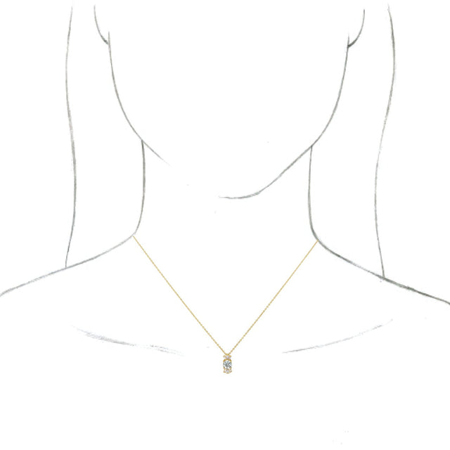14K Gold Round Natural White Sapphire & Natural Diamond Accented Necklace or Pendant – 1/6 CTW - Yellow Gold - view 3