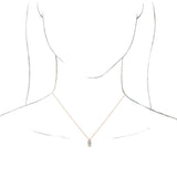 14K Gold Round Natural White Sapphire & Natural Diamond Accented Necklace or Pendant – 1/6 CTW - Rose Gold - view 3