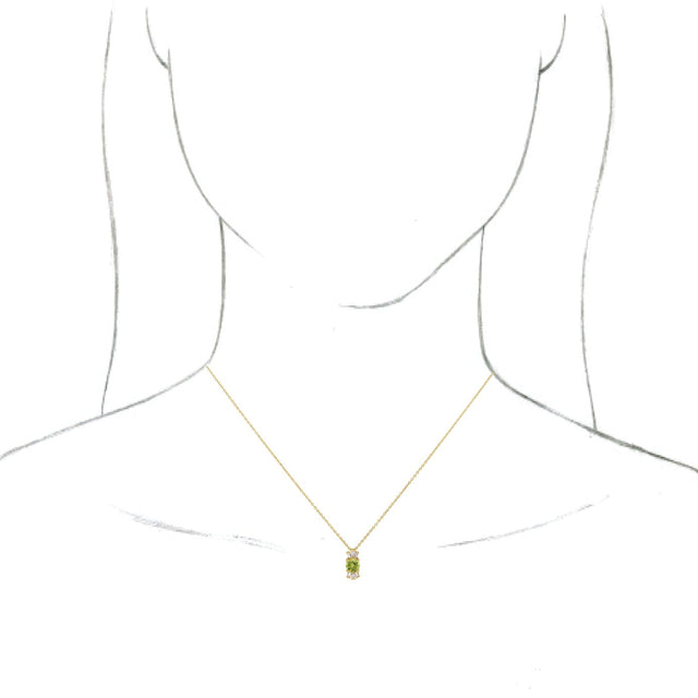 14K Gold Round Natural Peridot & Natural Diamond Accented Necklace or Pendant – 1/6 CTW - Yellow Gold - view 3