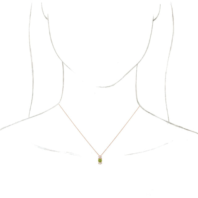 14K Gold Round Natural Peridot & Natural Diamond Accented Necklace or Pendant – 1/6 CTW - Rose Gold - view 3