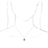 Platinum Oval Natural Blue Zircon Halo-Style Necklace or Pendant - view 6