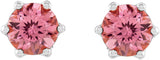 14K Gold Natural Pink Tourmaline & Natural Diamond Round 6-Prong Accented Crown Stud Earrings - White Gold - view 2