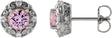 Platinum Natural Pink Tourmaline & Natural Diamond Round 4-Prong Halo-Style Earrings
