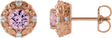 14K Gold Natural Pink Tourmaline & Natural Diamond Round 4-Prong Halo-Style Earrings – 4-6mm Stones - Rose Gold
