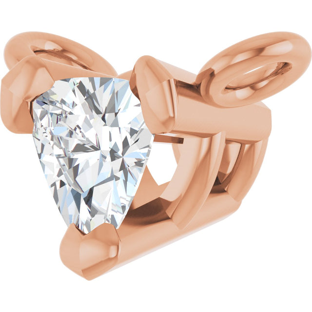 14K Gold Trillion Natural Diamond Solitaire Necklace - Rose Gold - view 2