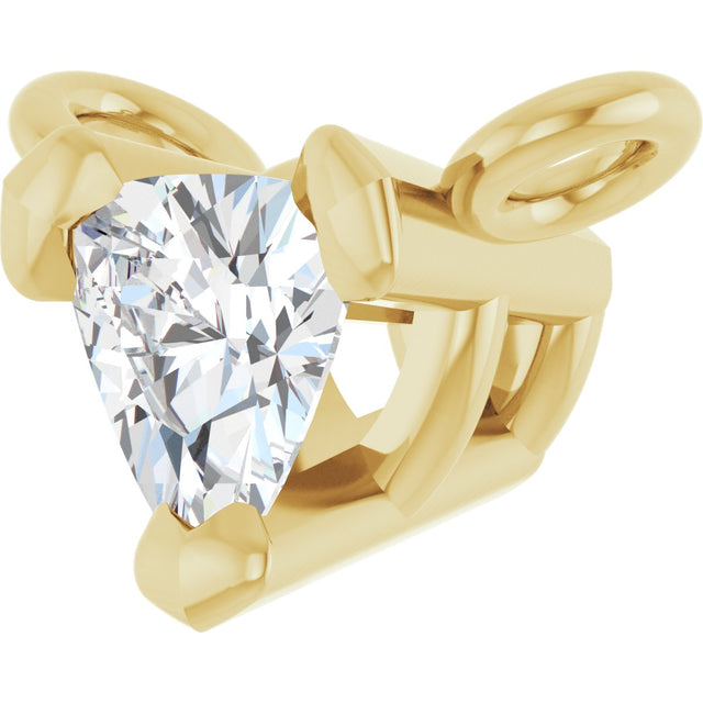 14K Gold Trillion Lab-Grown Diamond Solitaire Necklace - Yellow Gold - view 2