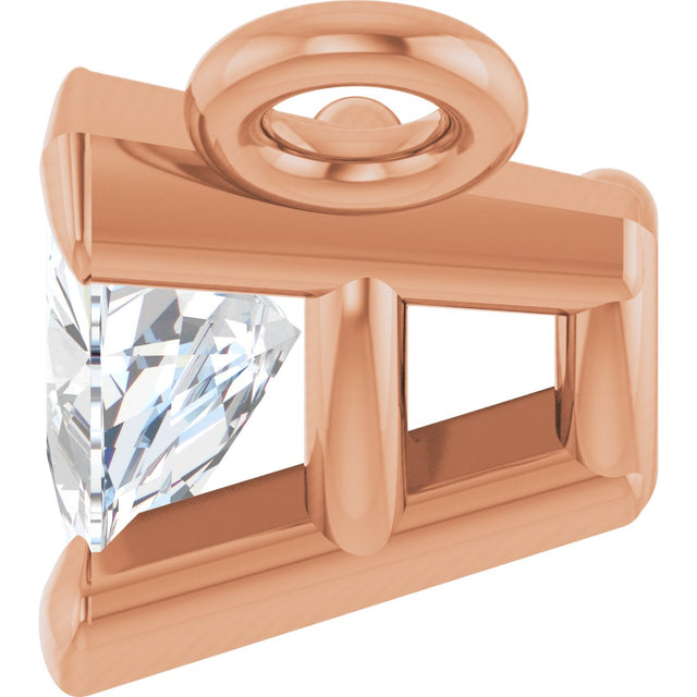 14K Gold Trillion Natural Diamond Solitaire Necklace - Rose Gold - view 3