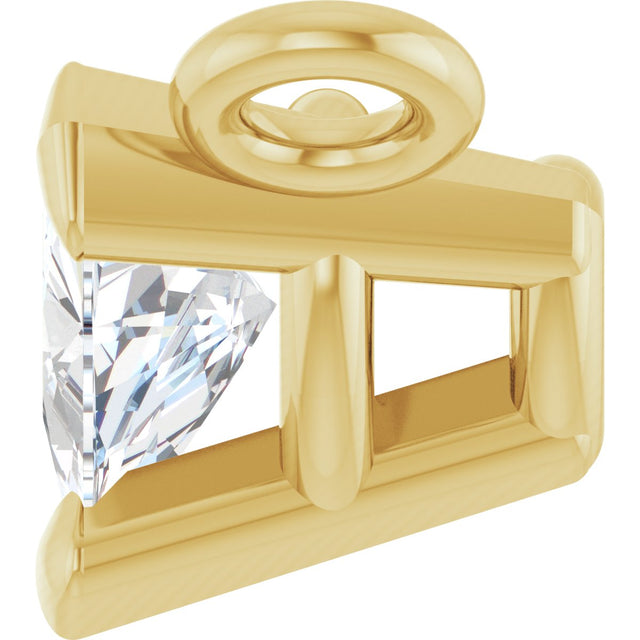 14K Gold Trillion Natural Diamond Solitaire Necklace - Yellow Gold - view 3