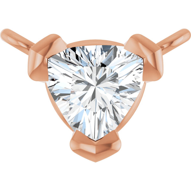 14K Gold Trillion Natural Diamond Solitaire Necklace - Rose Gold