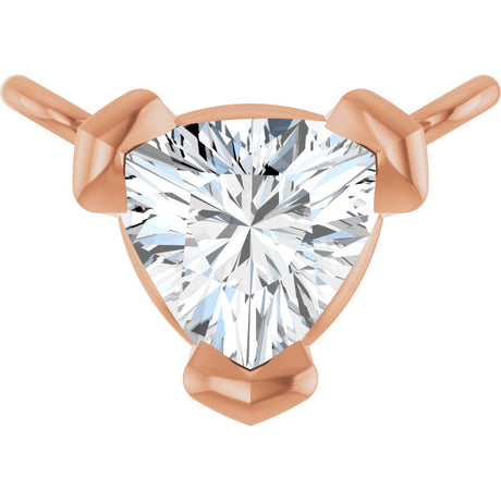 14K Gold Trillion Lab-Grown Diamond Solitaire Necklace - Rose Gold